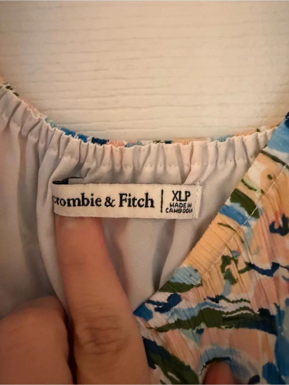 Abercrombie & Fitch Floral Ruffle Strap Petite Maxi Dress in Blue and Peach